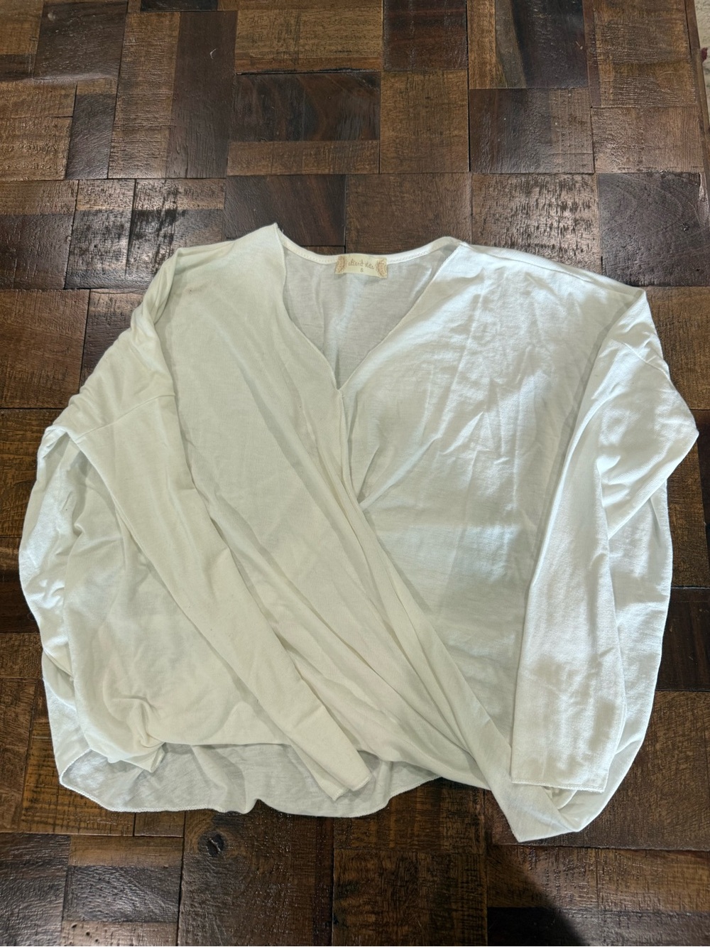 Altar'd State Cream Wrap-Front Long Sleeve Top